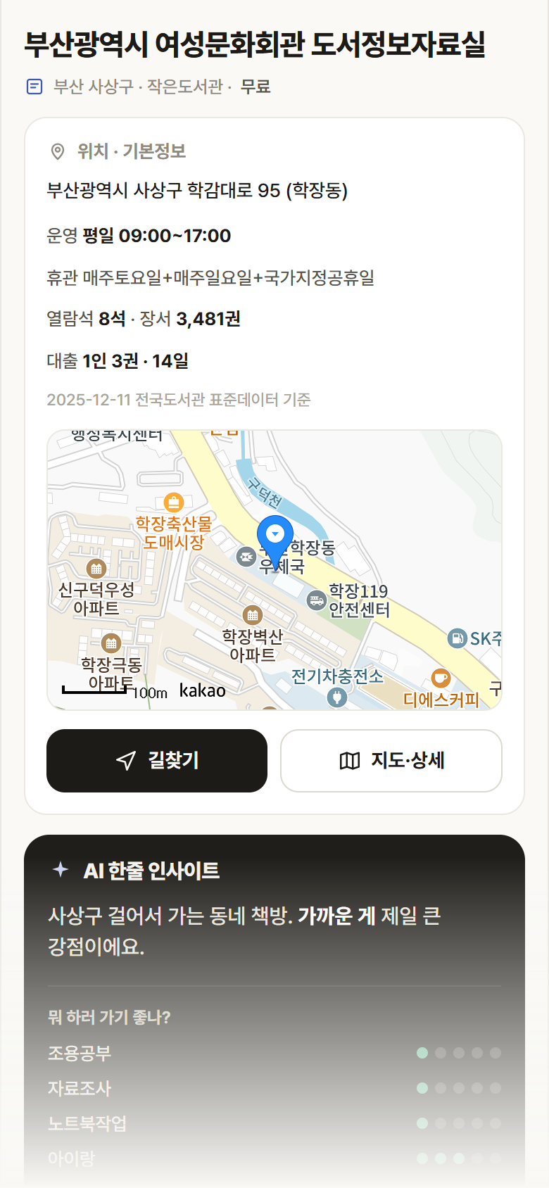 부산 사상구 부산광역시 여성문화회관 도서정보자료실 도서관 안내