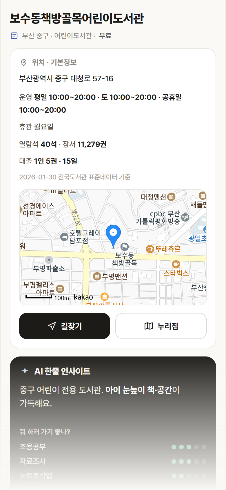 부산 중구 보수동책방골목어린이도서관 도서관 안내