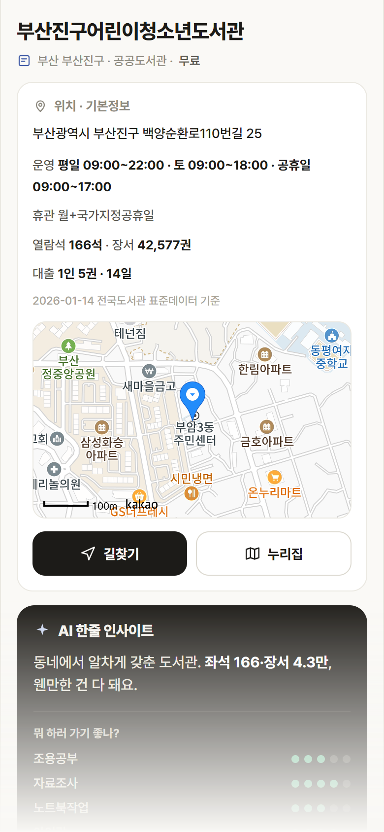 부산 부산진구 부산진구어린이청소년도서관 도서관 안내