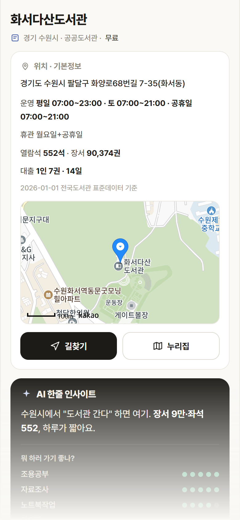 화서다산도서관 · 공공놀이터 경기 수원시 화서다산도서관 도서관 안내