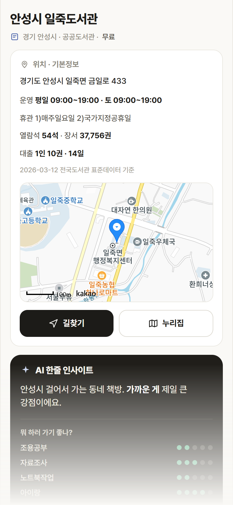 경기 안성시 안성시 일죽도서관 도서관 안내