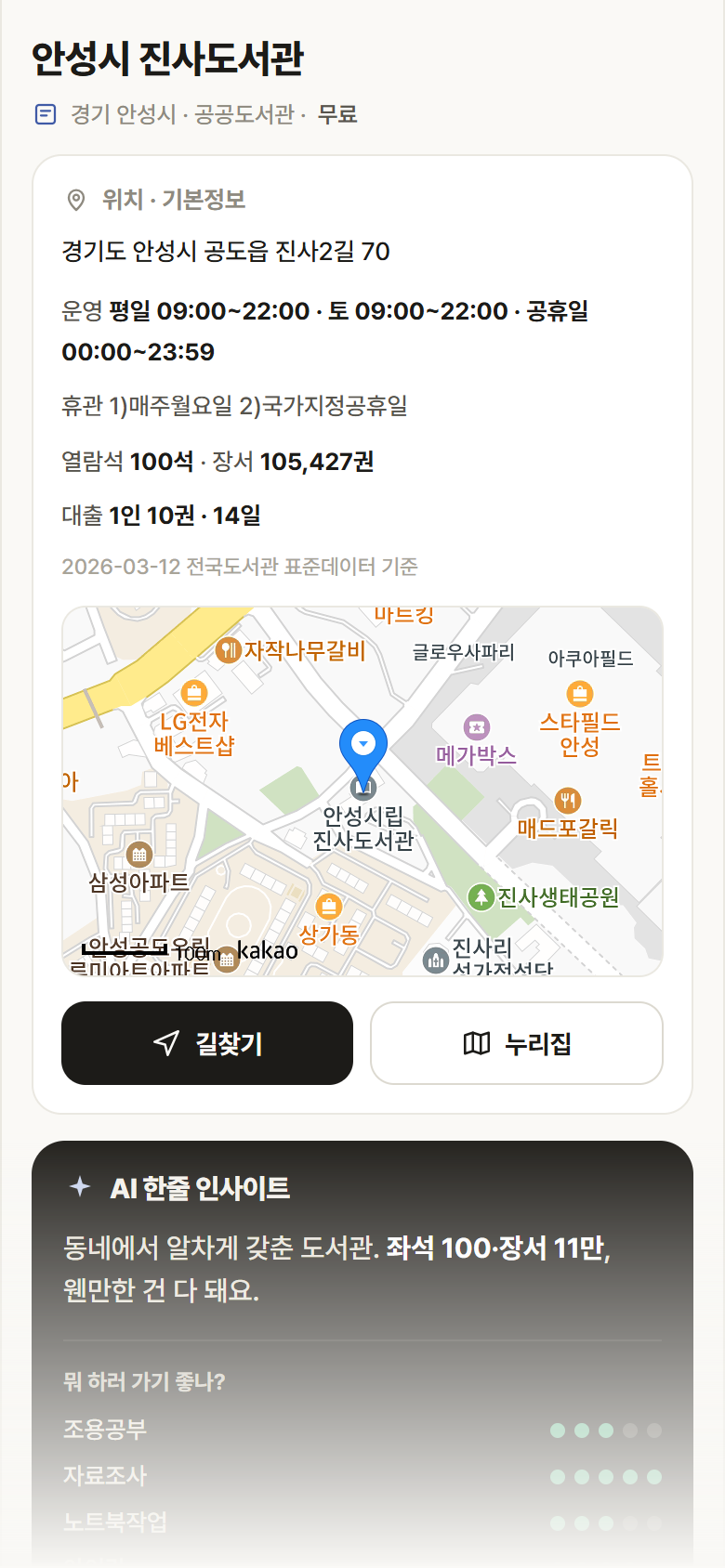 경기 안성시 안성시 진사도서관 도서관 안내