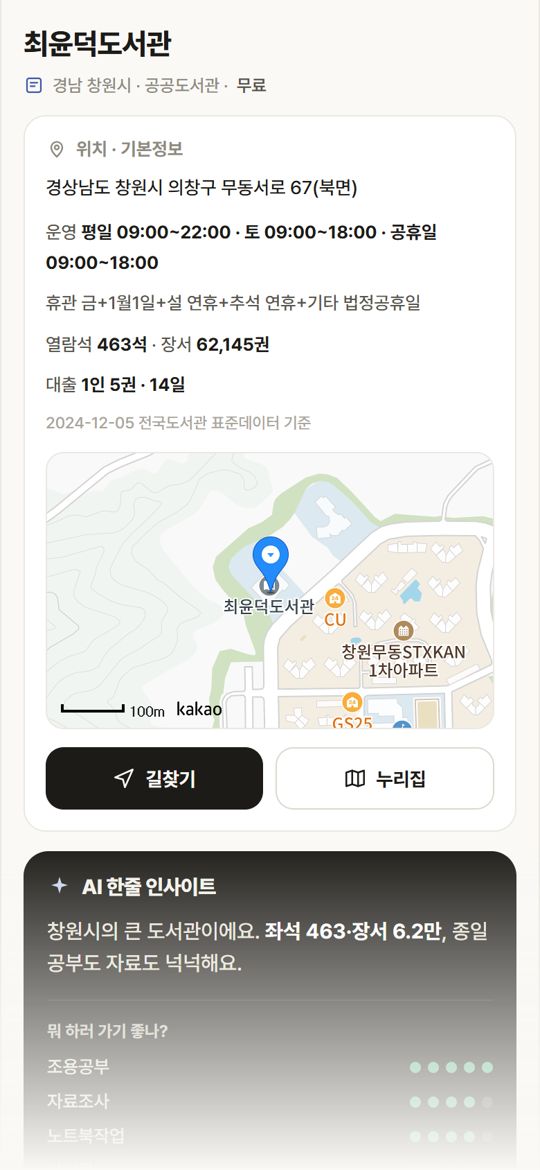 최윤덕도서관 · 공공놀이터 경남 창원시 최윤덕도서관 도서관 안내