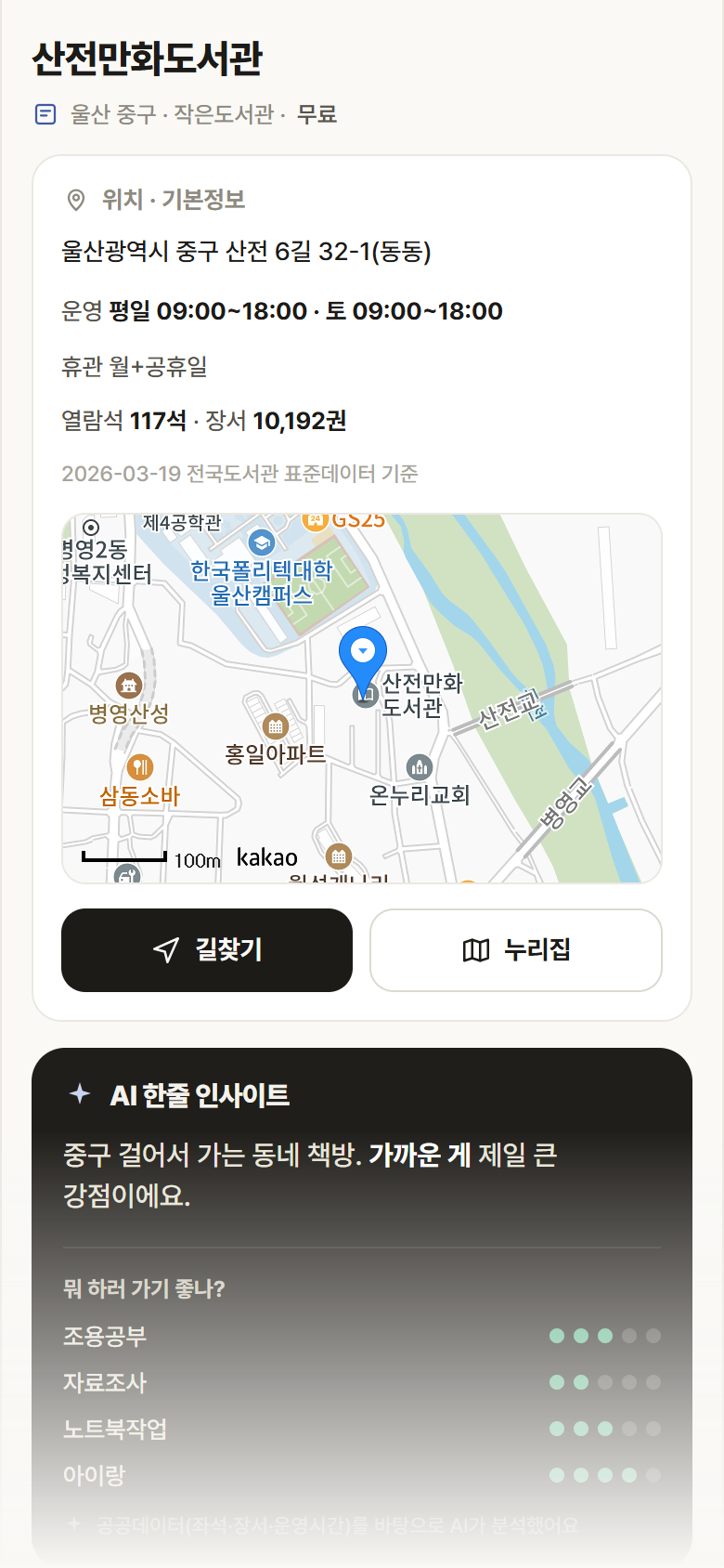 울산 중구 산전만화도서관 도서관 안내