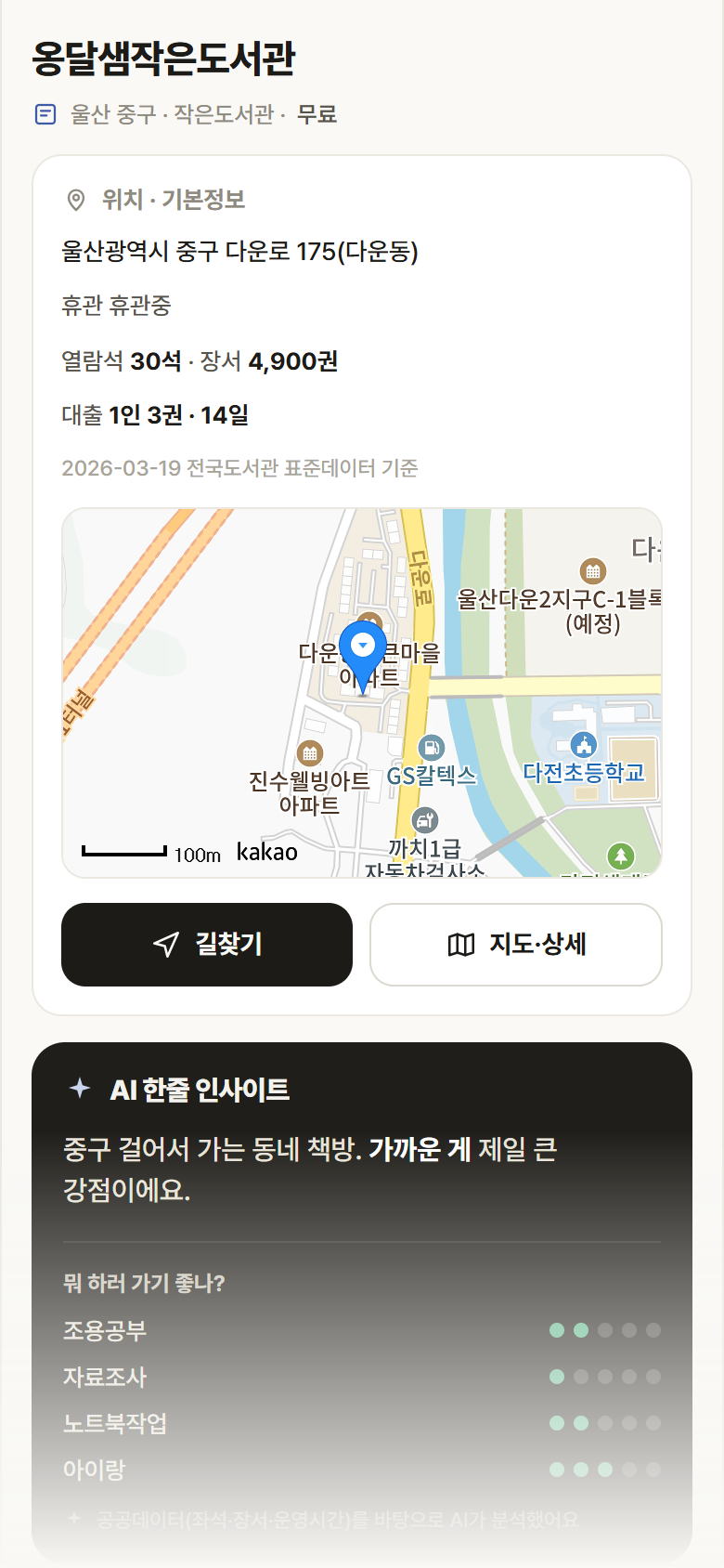 울산 중구 옹달샘작은도서관 도서관 안내