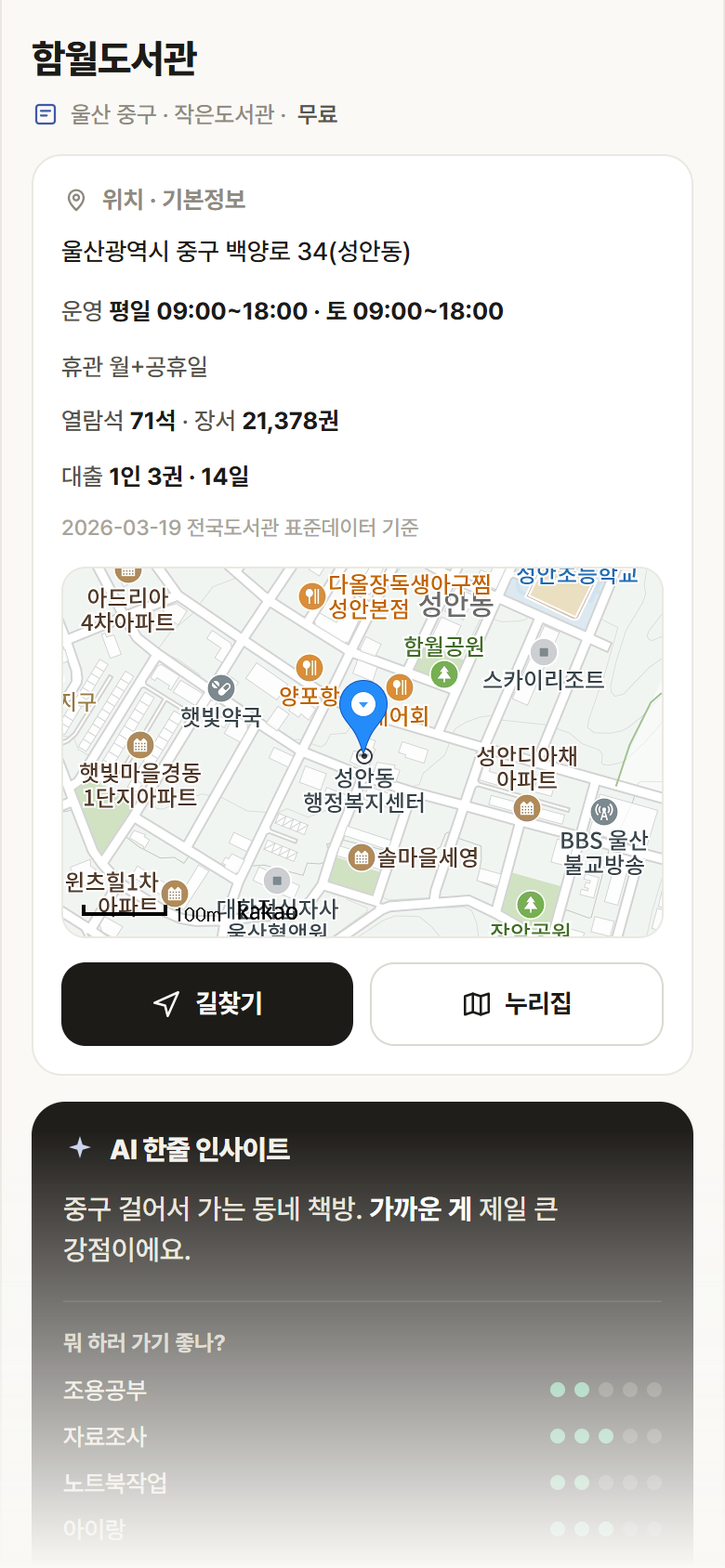 울산 중구 함월도서관 도서관 안내